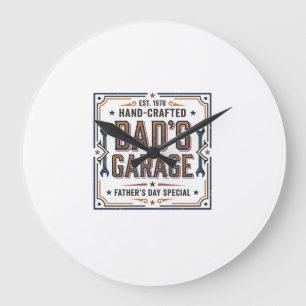 Grande Horloge Ronde Le garage de papa fête des pères vintage