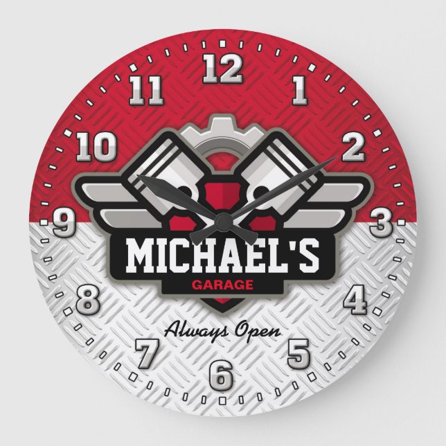 Grande Horloge Ronde Le garage usine la caverne Personalizable d'homme (Recto)