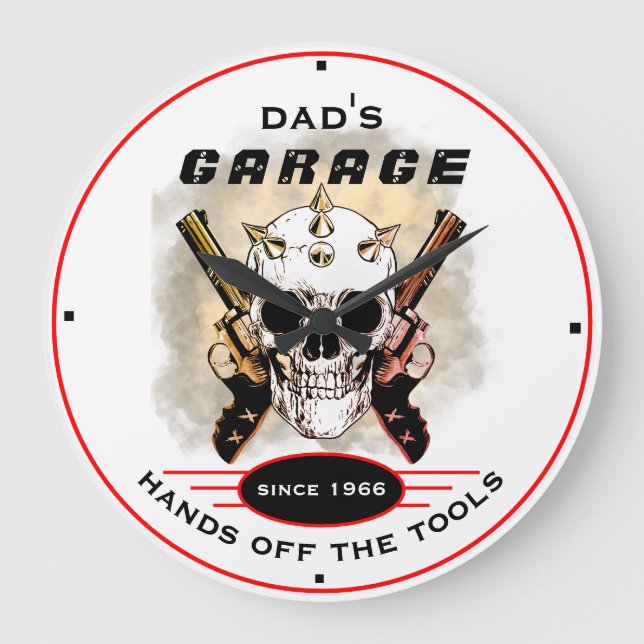 Grande Horloge Ronde Le Gardien Warning Guns Skull Funny (Recto)