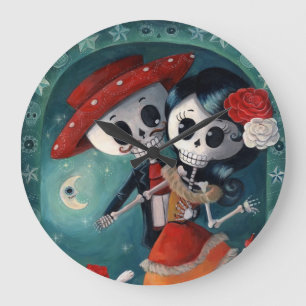 Grande Horloge Ronde Le jour des amants squelettiques morts