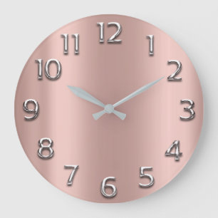 Grande Horloge Ronde Le métal minimal d'or de chiffres arabes de gris
