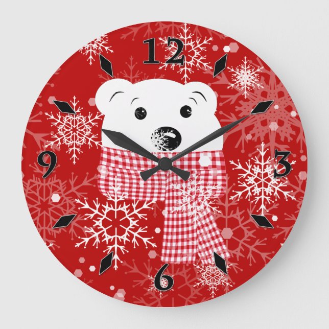 Grande Horloge Ronde Le museau d'un ours polaire, Noël   (Recto)