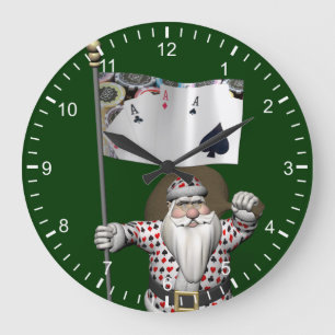 Grande Horloge Ronde Le Père Noël Aime Jouer Au Poker