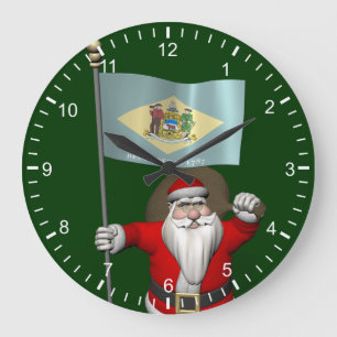 Grande Horloge Ronde Le Père Noël Avec L'Enseigne Du Delaware