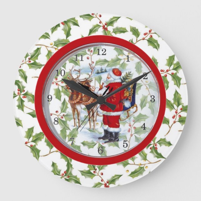 Grande Horloge Ronde Le Père Noël de Clock (Recto)