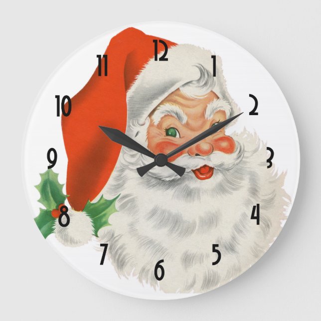 Grande Horloge Ronde Le Père Noël et Holly (Recto)
