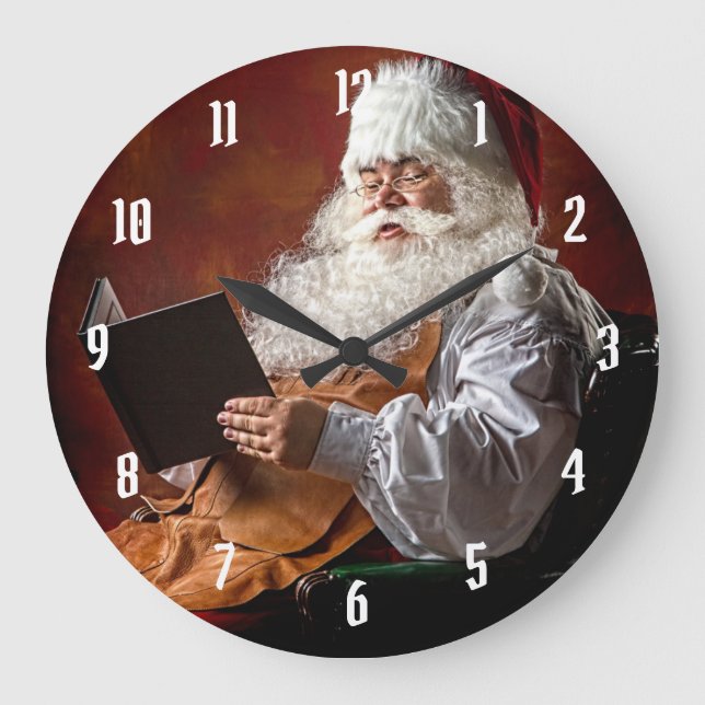 Grande Horloge Ronde Le Père Noël lit le livre (Recto)