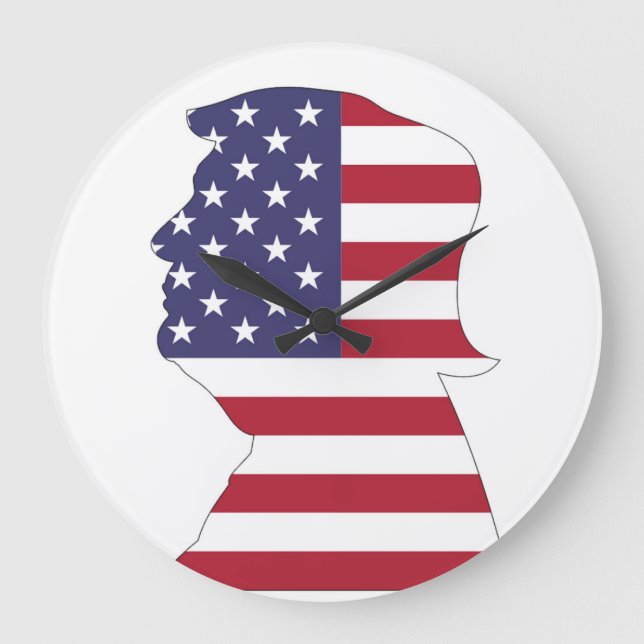 GRANDE HORLOGE RONDE LE PRÉSIDENT DONALD TRUMP AMERICAN FLAG (Recto)