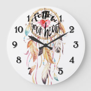 Grande Horloge Ronde Le receveur rêveur suivent votre coeur