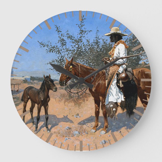 Grande Horloge Ronde Le Sentinel Frederic Remington 1889 Thème Cowboy  (Recto)
