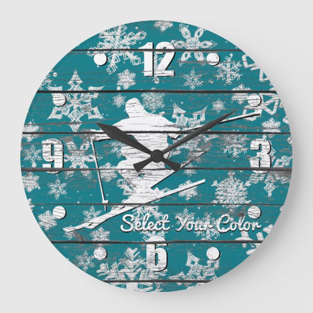 Grande Horloge Ronde Le ski incliné personnalisent (Recto)