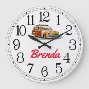 Grande Horloge Ronde Le Surfer Girl Woody Large Clock
