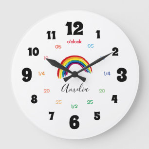 Grande Horloge Ronde Learn To Tell   Personalized   Large