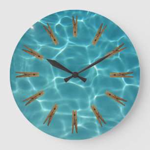 Grande Horloge Ronde L'eau de pince à linge de buanderie