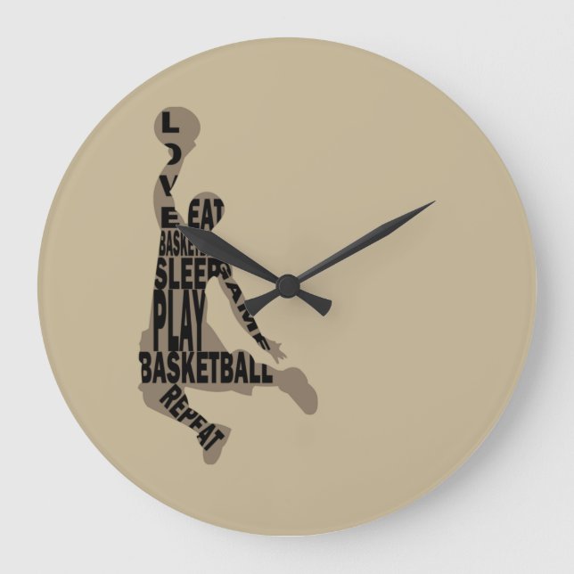 Grande Horloge Ronde Lecteur de basketball slunk avec texte intégral (Recto)