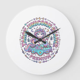 Grande Horloge Ronde Lecteur de Tarot Licorne Premium Drôle Impression 