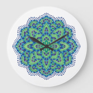 Grande Horloge Ronde L'émeraude Mandala-Cool