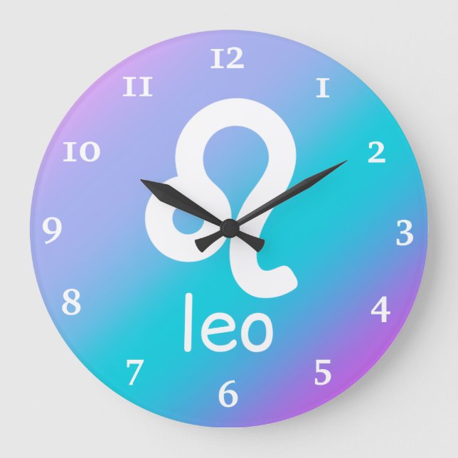 Grande Horloge Ronde Leo Zodiac Blue Purple Astrology Star Sign (Recto)