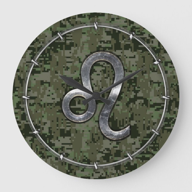 Grande Horloge Ronde Léo Zodiac Sign on Green Digital Camo (Recto)