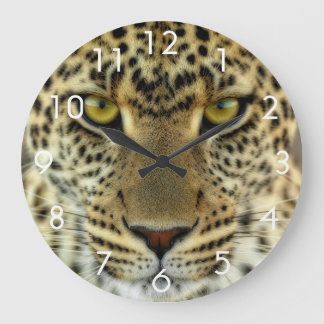Grande Horloge Ronde Léopard féroce