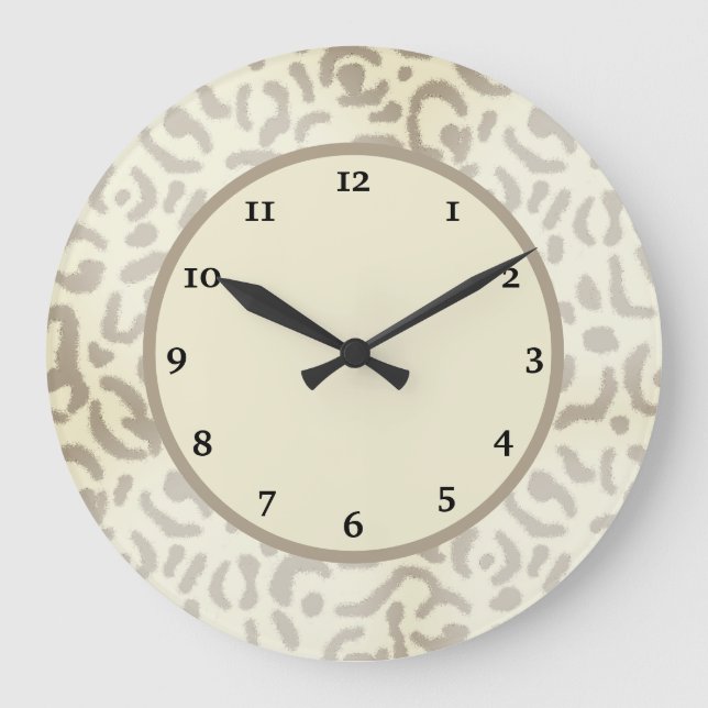 Grande Horloge Ronde Léopard moderne Cheetah Print Chic Tan Brown (Recto)