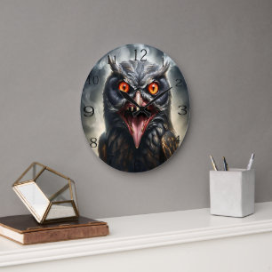 Grande Horloge Ronde "Les ailes cauchemardesques : La Chouette des vamp