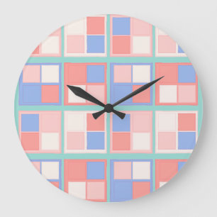 Grande Horloge Ronde Les carrés de couleur Quad