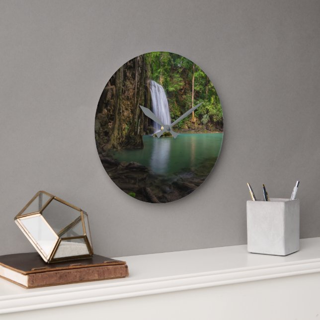 Grande Horloge Ronde Les cascades | Spring Rainforest Waterfall Thaïlan (Bureau)