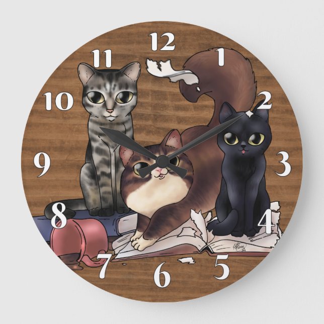 Grande Horloge Ronde Les chats de l'auteur (Recto)