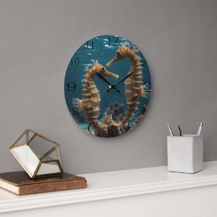 Grande Horloge Ronde Les Chevaux Sous L'Océan,