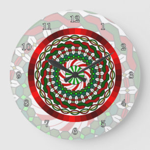 Grande Horloge Ronde Les couleurs de l'horloge de Noël