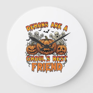 Grande Horloge Ronde Les démons sont des amis des goules citrouilles mo