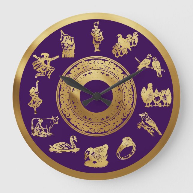 Grande Horloge Ronde Les douze jours de Noël violet (Recto)