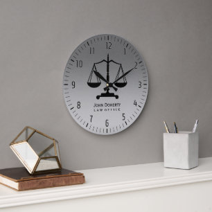 Grande Horloge Ronde Les échelles d'argent de la justice