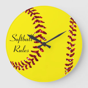 Grande Horloge Ronde Les Faux Red Parties scintillant Softball