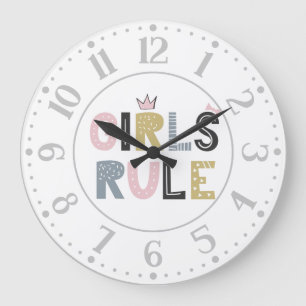 Grande Horloge Ronde Les filles gouvernent l'art Word scandinave  