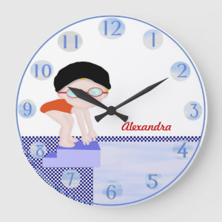 Grande Horloge Ronde Les filles ont personnalisé l'horloge murale de