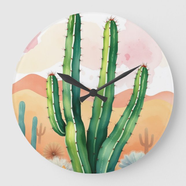 Grande Horloge Ronde Les fleurs du désert peintes (Recto)
