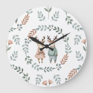 Grande Horloge Ronde Les Fleurs et les feuilles