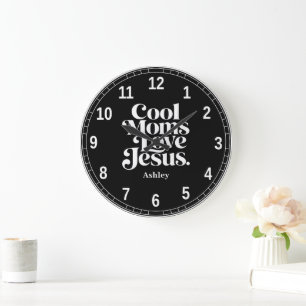 Grande Horloge Ronde Les mamans cool aiment Jésus