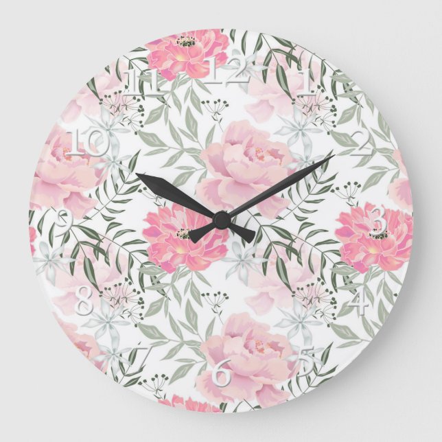 Grande Horloge Ronde Les pivoines roses (Recto)