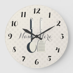 Grande Horloge Ronde Les points mignons d'ustensiles ajoutent l'horloge