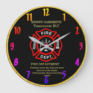 Grande Horloge Ronde Les pompiers ne meurent jamais