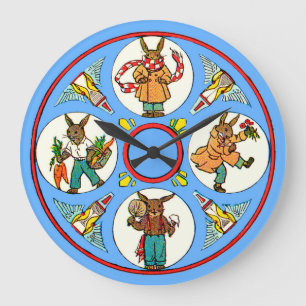 Grande Horloge Ronde les quatre saisons d’un lapin