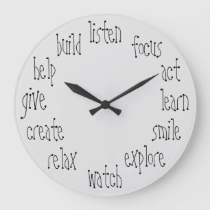 Grande Horloge Ronde Les verbes puissants refroidissent inspiré