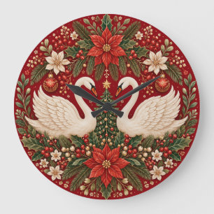Grande Horloge Ronde L'étreinte des cygnes de Noël
