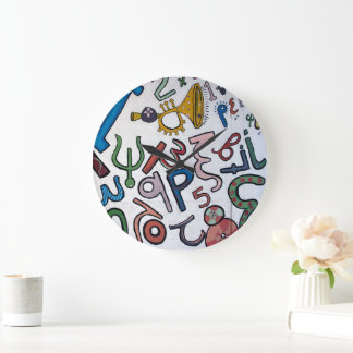 Grande Horloge Ronde Lettres grecques colorées