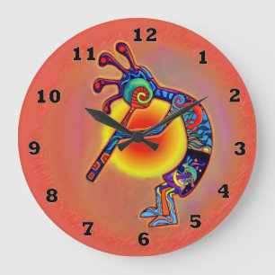 Grande Horloge Ronde Lézard Sun de Kokopelli
