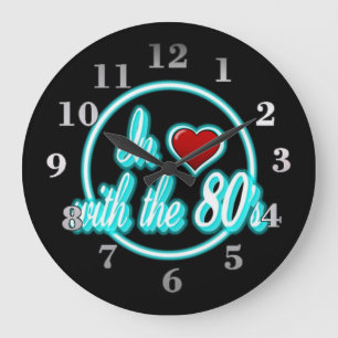 Grande Horloge Ronde L'horloge du logo Retro Blue Neon des années 80