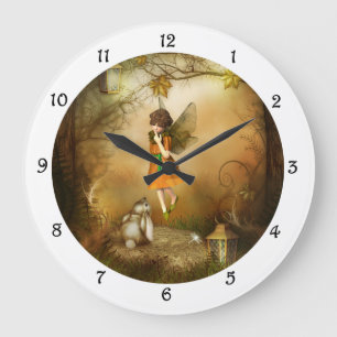 Grande Horloge Ronde L'horloge murale de fée d'automne